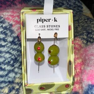 Piper K Green Glass Stone Earrings